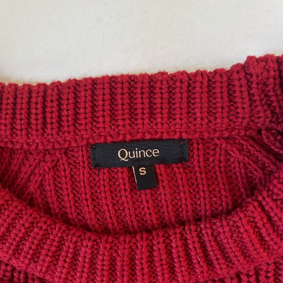 Quince 100% Organic Cotton Fisherman Crew Sweater Size S - Dark Red - Picture 3 of 5